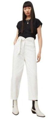 ALL SAINTS Womens Sammy High Rise Paperbag Straight Leg Jeans Size 6 White