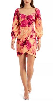 Pink & Orange Floral Long Sleeve Mini Dress