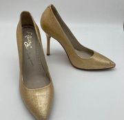 Alice + Olivia Gold Scale-look Pointed Toe Stiletto Heels
