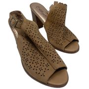 Anthro Miss Albright Peep Toe Eyelet Sling Back Ankle Boots Brown Women Size 8.5