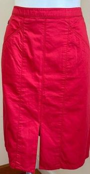 Carolina Herrera Light Red Midi Skirt Zip In Back Bottom Back Pleaded SZ 10