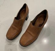 Women’s Brown Leather Heels  Size 7 M