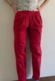 Red  High Waisted 80s Pants