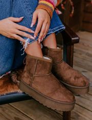 Chestnut Faux Suede Platform Boot