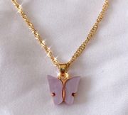 Lavender Purple Butterfly Necklace