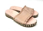 Kate Spade Zahara Pink Leather Ruffle Slide Espadrille Sandals Size US 6