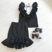 Ruffle Black Top