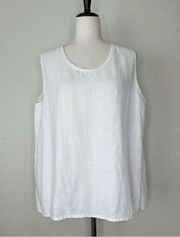 Flax 100% Linen White Sleeveless Tank Top