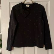 Kate Spade Glitter Dot Shoulder Bow Long Sleeve Sweatshirt Black Size Small