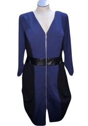 Lane Bryant NWT Plus Size Prabal Gurung  Navy Black Colorblock Zip-up Sheath 24W