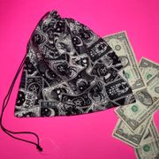 Tarot Card Drawstring Bag Wristlet Purse Black Cat Kitty Money Bag goth