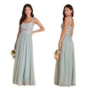 NWT Birdy Grey Elsye Pleated Cut Out Mesh Bridesmaid Dress in Sage Green