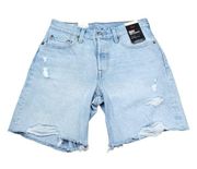 Levi's Premium 501 90s Jean Shorts Light Wash Indigo Blue Raw Hem Size 26