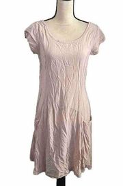 Don't Ask Why Light Pastel Pink AEO Short Sleeve Beachy Open Back Dress One Size