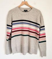 Summersalt Striped Crew Neck Wool Cashmere Pullover Sweater Gray Size M