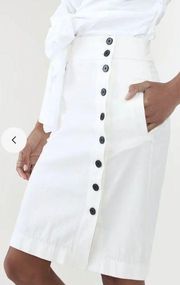 Buttons NWT BLDWN Women’s Wednesday Skirt Optic White  Pockets Cotton Linen Sz Sm