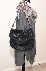 Italian Leather Lucky Brand Black Shoulder Bag Moto Vibes