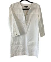 Armani exchange white 3/4 sleeve cotton shirt dress size 4