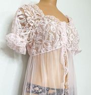 Vintage Inner most pastel Pink Lisette Nightgown Lace Robe
