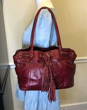 CHARLES DAVID Red Alligator Tote Hobo Hand Bag 2005