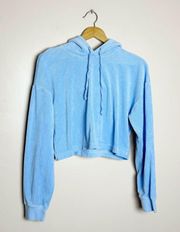 Juicy Couture Baby Blue  Cropped Terry Hoodie Size S EUC