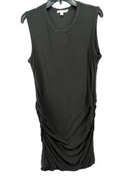 Standard James Perse Tank Dress Womens XL 4 Black Mini Ruched Bodycon Stretch