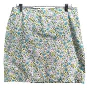 Jones New York Womens Skirt 12P Multi Floral Print Stretch Ruffled Hem Prairie