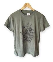 Fifth Sun Wildflower Floral Graphic Crewneck Sage Green T-shirt Womens Sz Small