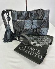 Vince Camuto Josy Woven Leather Crossbody Bag Grey Blue Multi