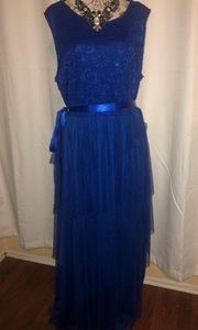 Candalite Royal blue evening dress lace sleeveless