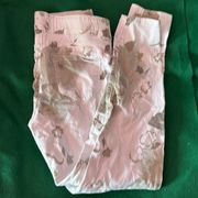 Coco + Carmen White Green Leaf Pattern Jeggings Size Medium