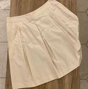 ✨ BCBGMAXAZRIA‎ Women’s Pleated Cream / White Neutral Color Skirt w/ Shiny Sheen