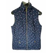 Basic Editions Blue Floral Fleece Lined Puffer Vest