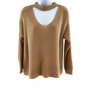 Fab'rik Tan Knit Keyhole Long Sleeve Sweater S/M