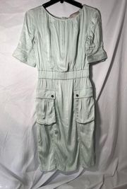 Jason Wu Mint Green Silk Sheath Dress Size 4 with Cargo Pockets