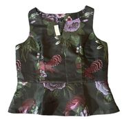 NWT Talbots Women's 16 Floral & Birds Peplum Blouse