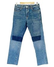 NWT Helmut Lang High-Rise Crop Slim Jeans in Vintage Blue Patchwork Size 27 NEW