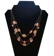 New York & Company Gold, Pink, & Red Multilayer Necklace