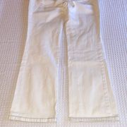 LOFT ANN TAYLOR Size 2P White Curvy Bootcut Jeans Mid Rise Straight Leg