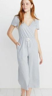 NEW MARINE LAYER DANA WRAP BLUE STRIPE JUMPSUIT