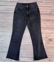 Ksubi Women's Black Cotton Denim Five Pocket Raw Hem Flare Jeans Size 25"