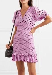 FAITHFULL THE BRAND Margherita Lilac Sylve Dot Print Mini Dress Size Large
