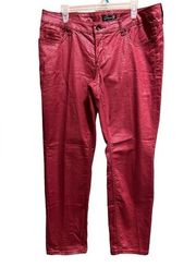 Seven 7 Skinny Jeans Luxe Womens Size 16 Red Denim Subtle Snakeskin Print