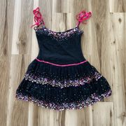 Terani Silk Sequin Ruffle Dress