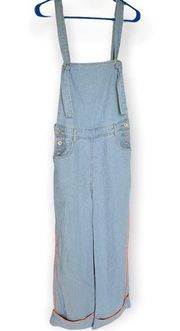 Pol Light Wash Denim Overalls Wide Leg S