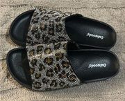 NWOT Crystal Leopard Slides