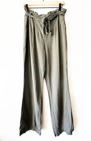 Ci Sono Women’s Large Olive Green Linen Wide Leg Pants