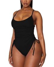 NEW Ruched High Cut 1 Pc Swimsuit Tummy Control Bathing Suit XL