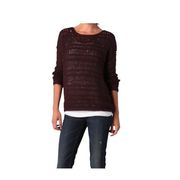 Loose Chunky Knit Boatneck long sleeve burgundy sweater Sz S Buttery Soft