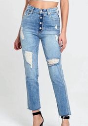 Revice button front straight leg jeans 28